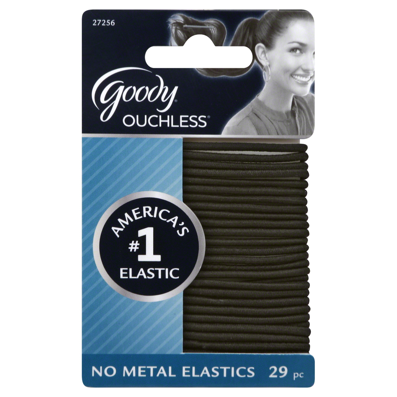 Goody Braided Elastic Ouch Less Black, 29 Ct