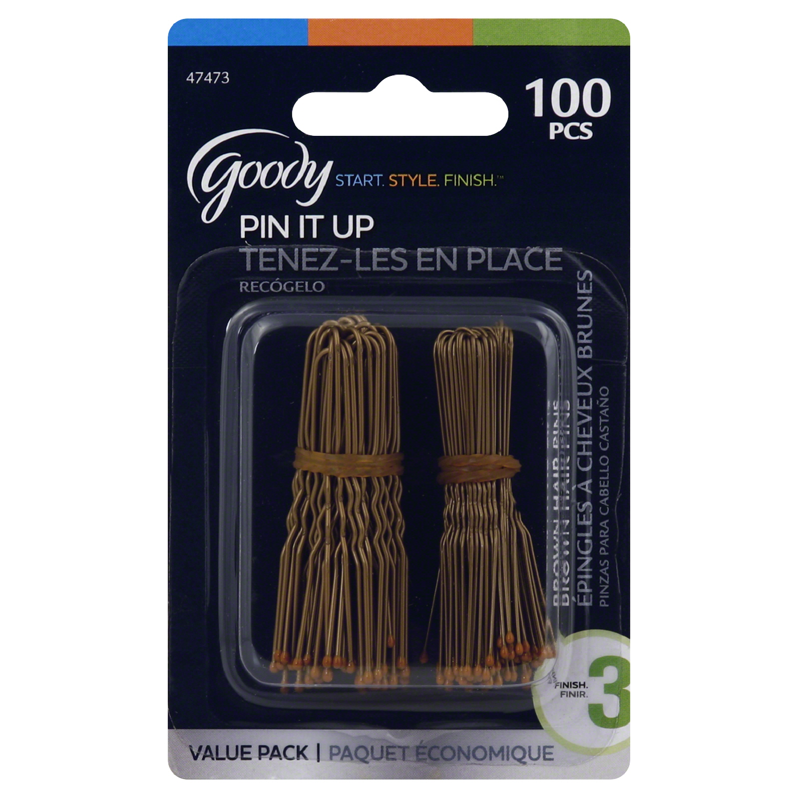Goody Hair Pins Brown, 100 Ct