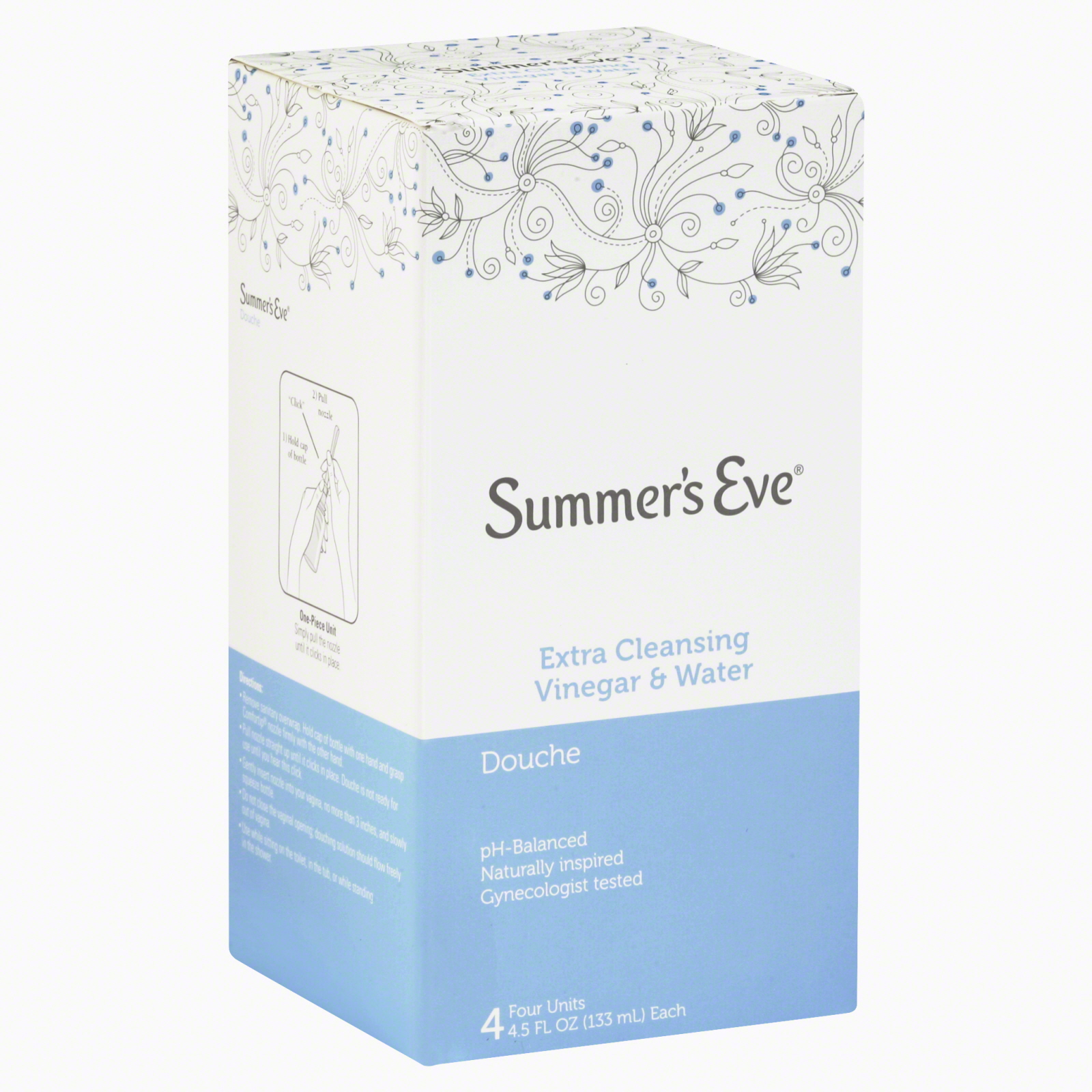 Summer's Eve Douche, Extra Cleansing Vinegar & Water, 4 - 4.5 fl oz (133 ml) units