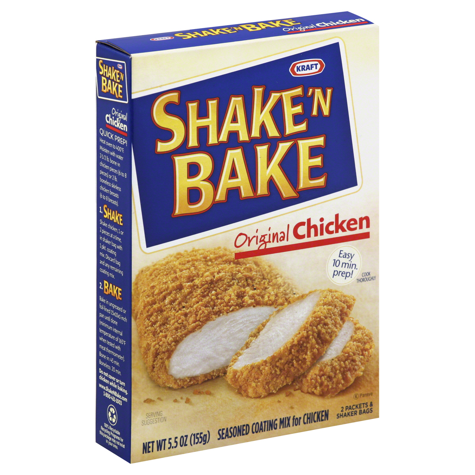 Kraft Shake 'N Bake Seasoned Coating Mix for Chicken, Original Chicken, 5.5 oz (155 g)