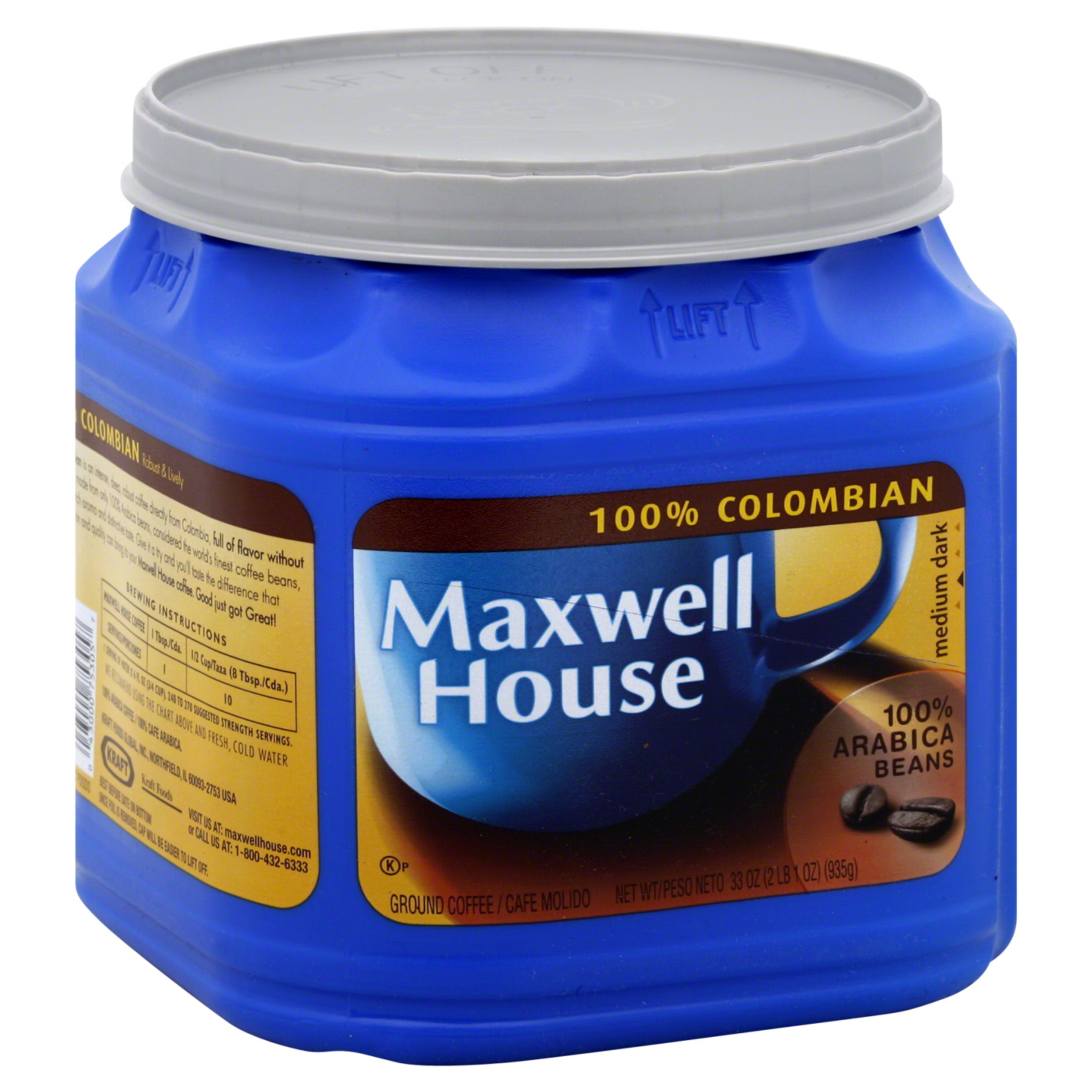 Maxwell House Coffee Ground 100% Colombian Medium Dark 33 oz