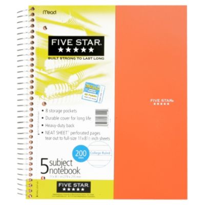 Mead 25023411 Five Star Notebook - 5 Subject