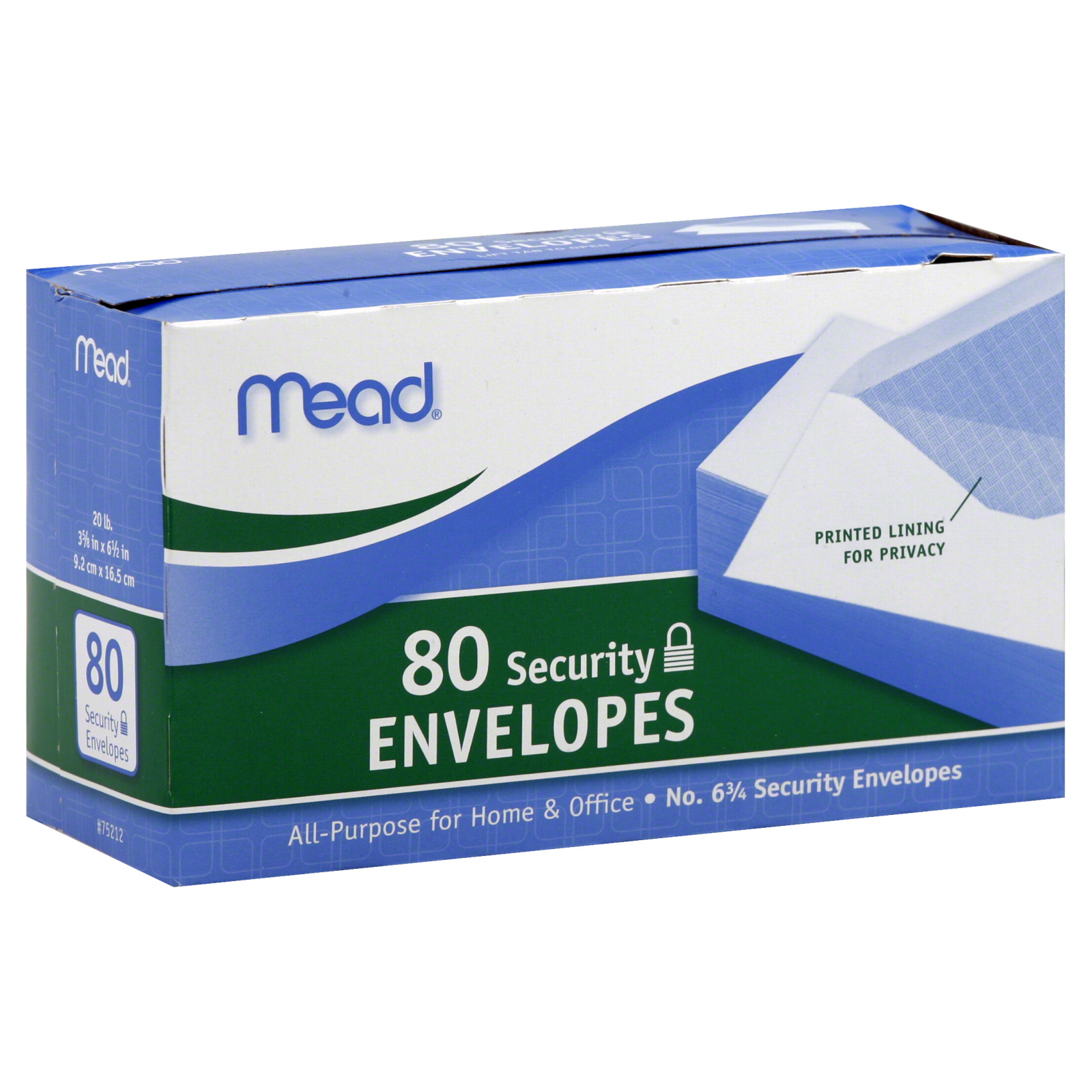 Mead 34623211-1 Security Envelopes 6 3/4 80ct