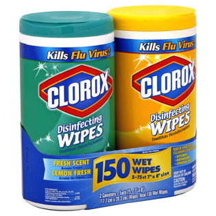 Clorox Disinfecting Wipes Fresh Scent Lemon Fresh 2 Canisters