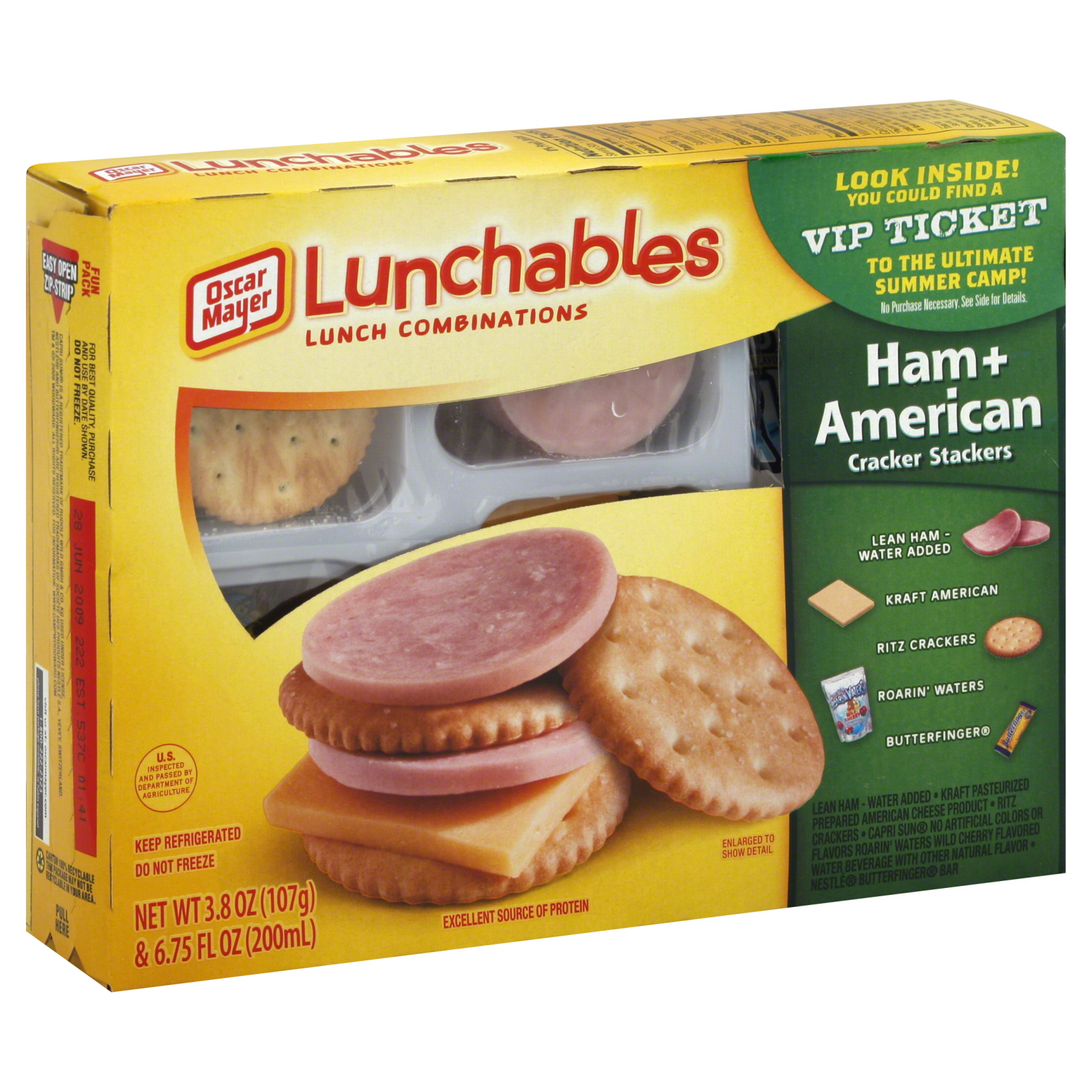 Lunchables Cracker Stackers Lunch Combinations, Ham & American, 1 kit