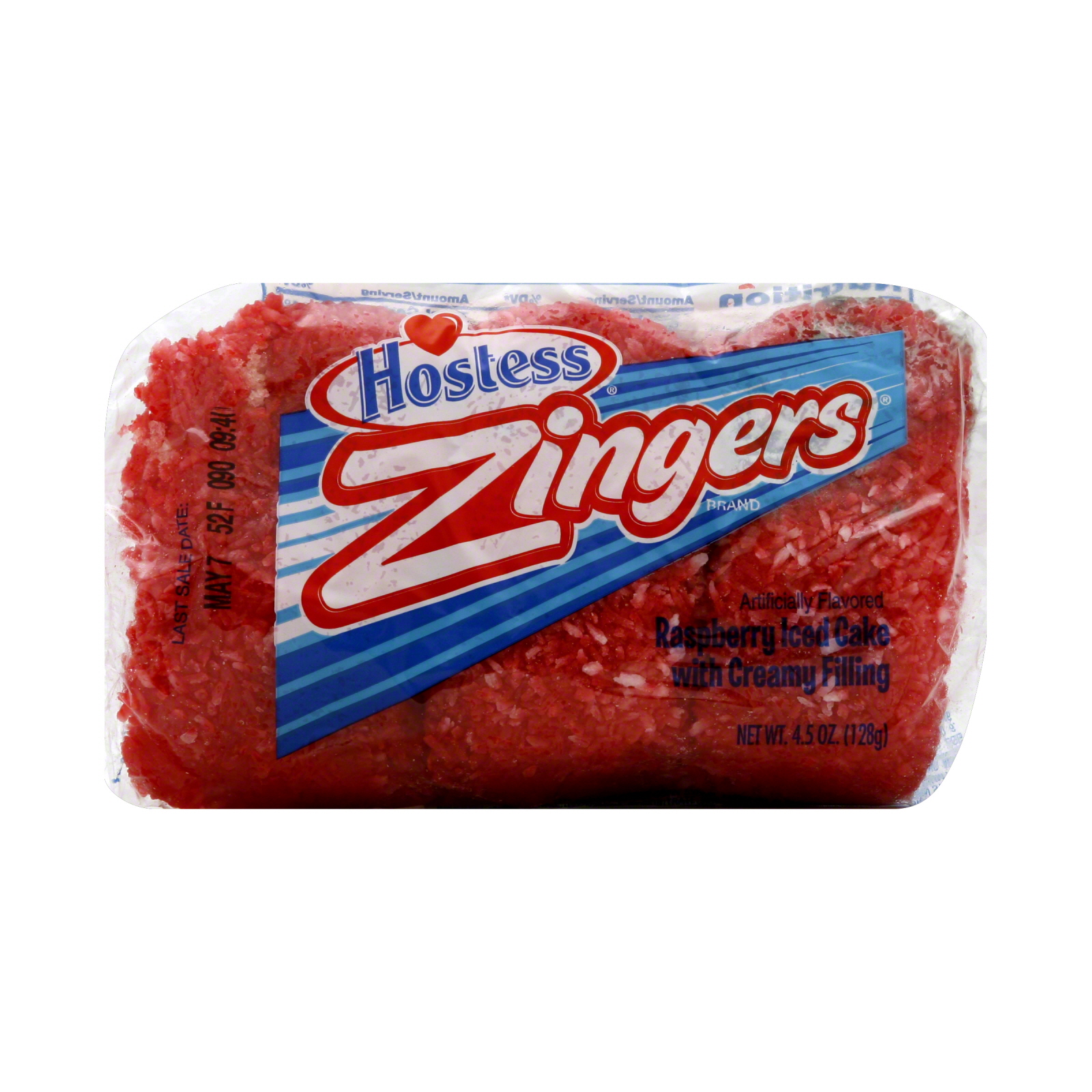 Hostess Zingers Raspberry Iced Cake, with Creamy Filling, 4.5 oz (128 g)