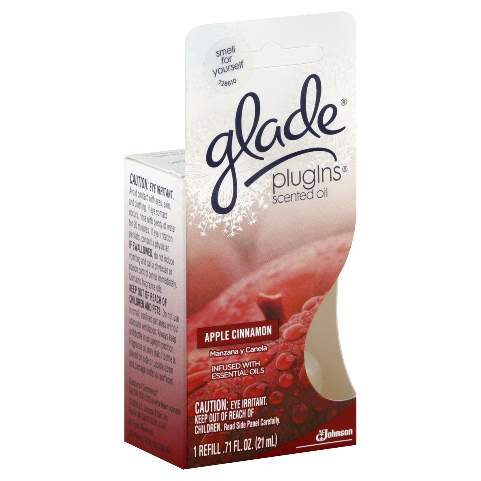 Glade PlugIns Scented Oil Refill, Apple Cinnamon, 1 refill [0.71 fl oz (21 ml)]