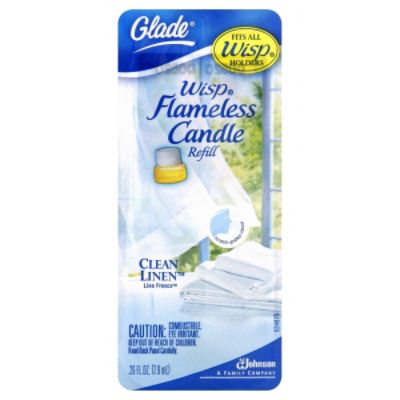 Glade Wisp Candle Refill, Flameless, Clean Linen, 0.26 fl oz (7.9 ml)