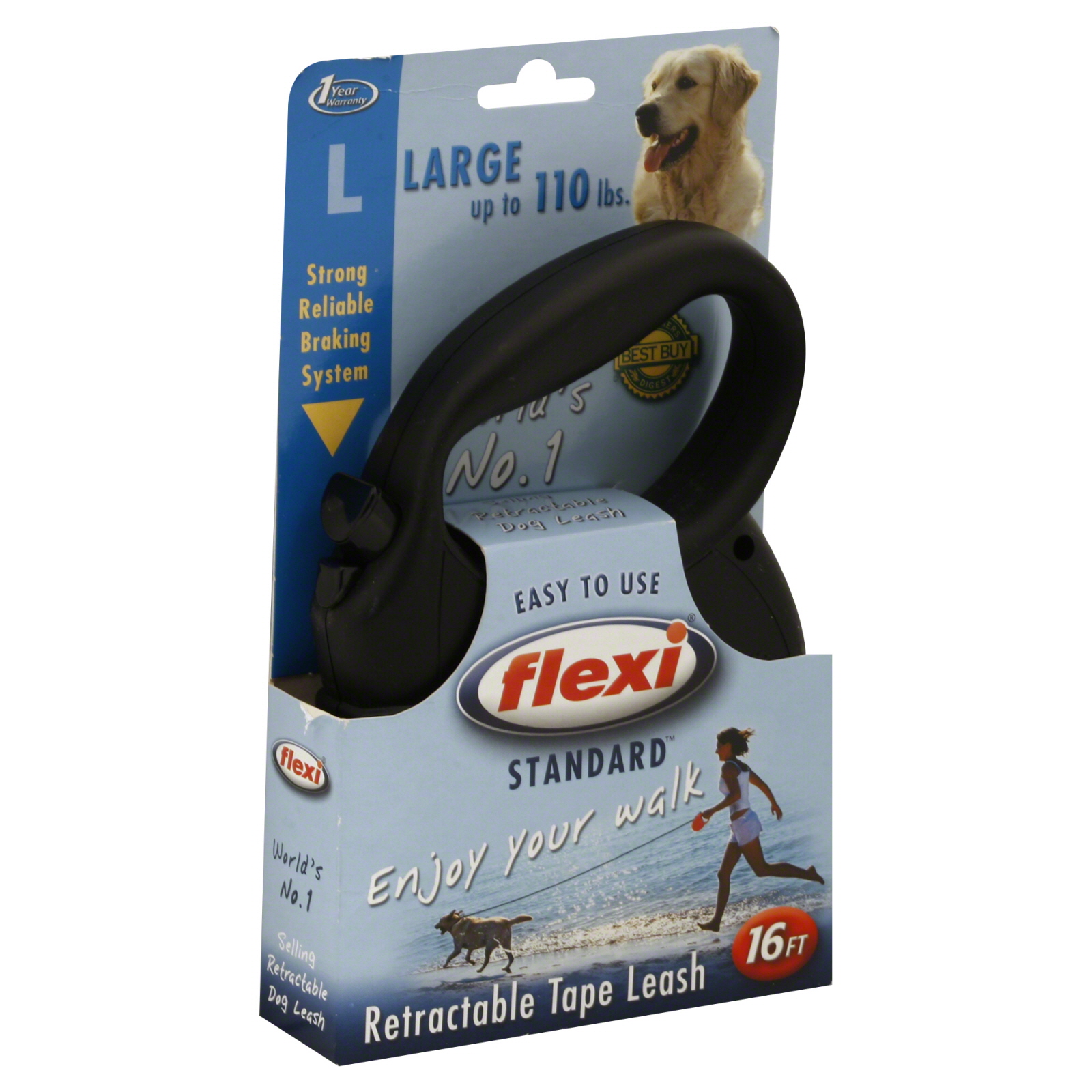Flexi Retractable 16 ft, Dog Leash, Assorted Colors, 30 -110 lbs.