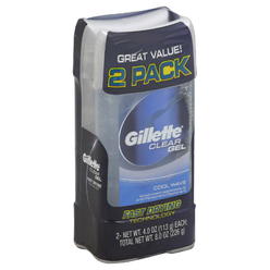 Gillette Anti-Perspirant/Deodorant, Clear Gel, Cool Wave, 2 Pack, 2 - 4.0 oz (113 g) each [8.0 oz (226 g)]