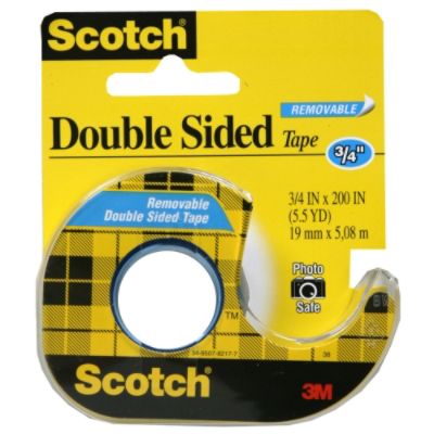 Scotch 34592011 Removable Double Sided Tape, 3/4 Inch, 1 roll