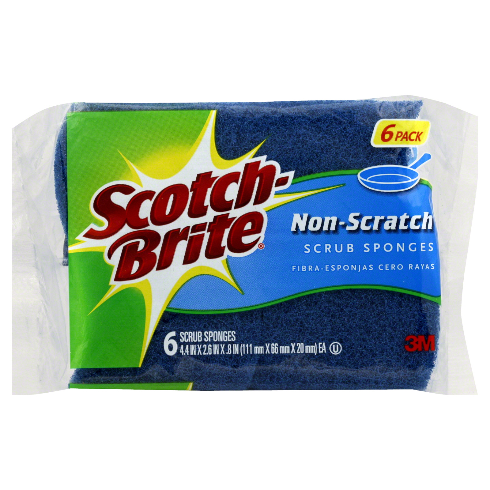Scotch-Brite Scrub Sponges, Non-Scratch, 6 sponges