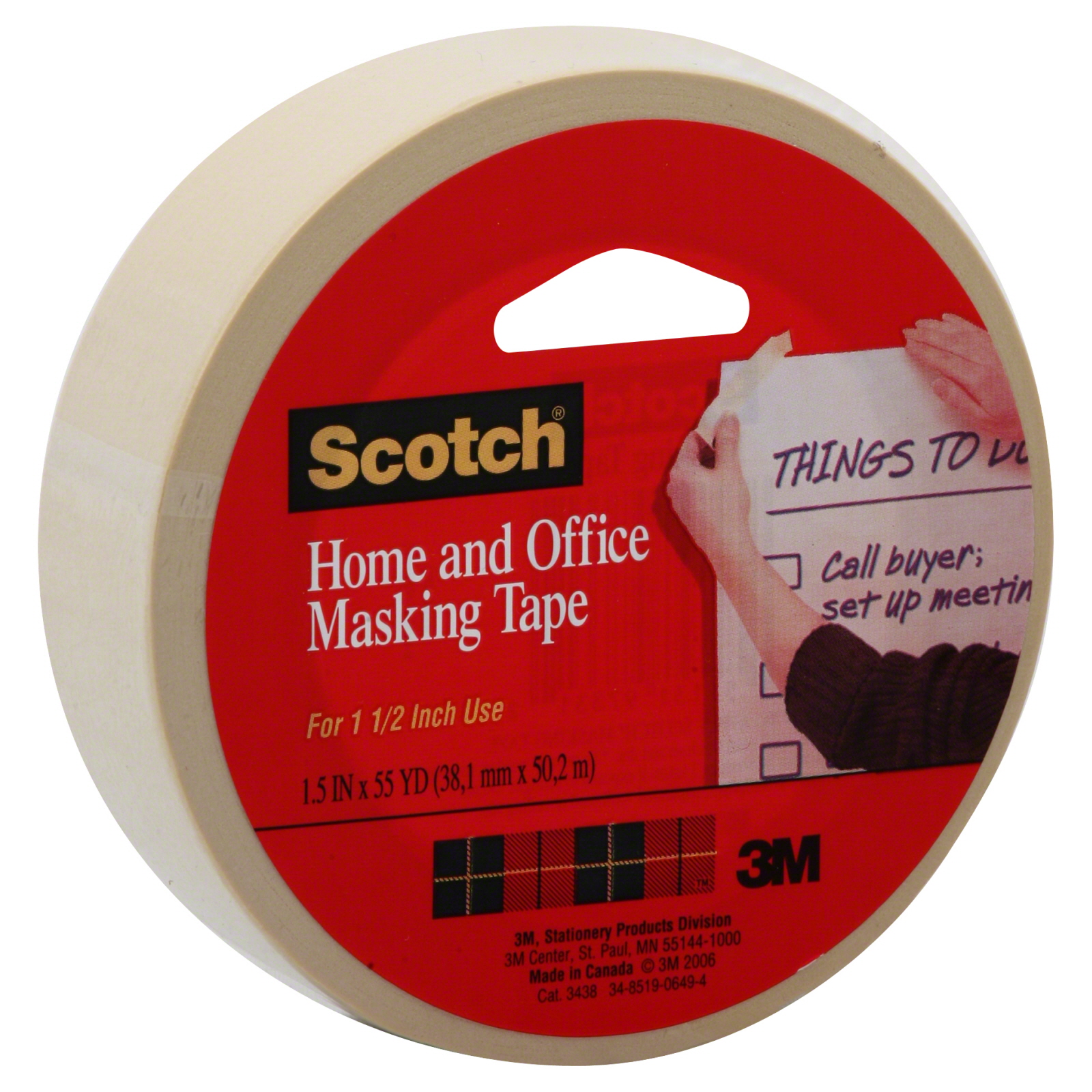 3M 3438 Scotch Home and Office Masking Tape, 1.5 in