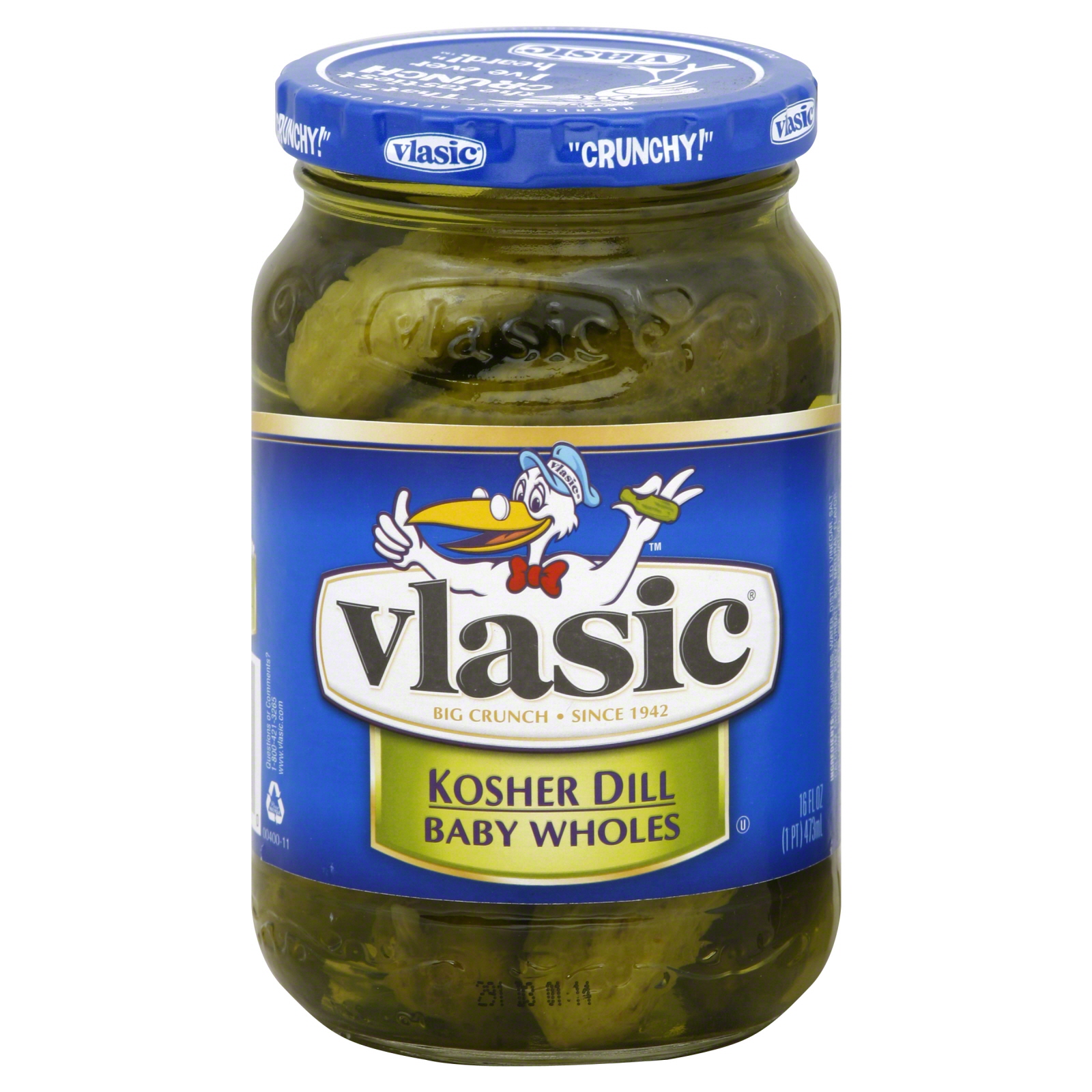 Vlasic Pickles, Baby Wholes, Kosher Dill, 16 fl oz (1 pt) 473 ml