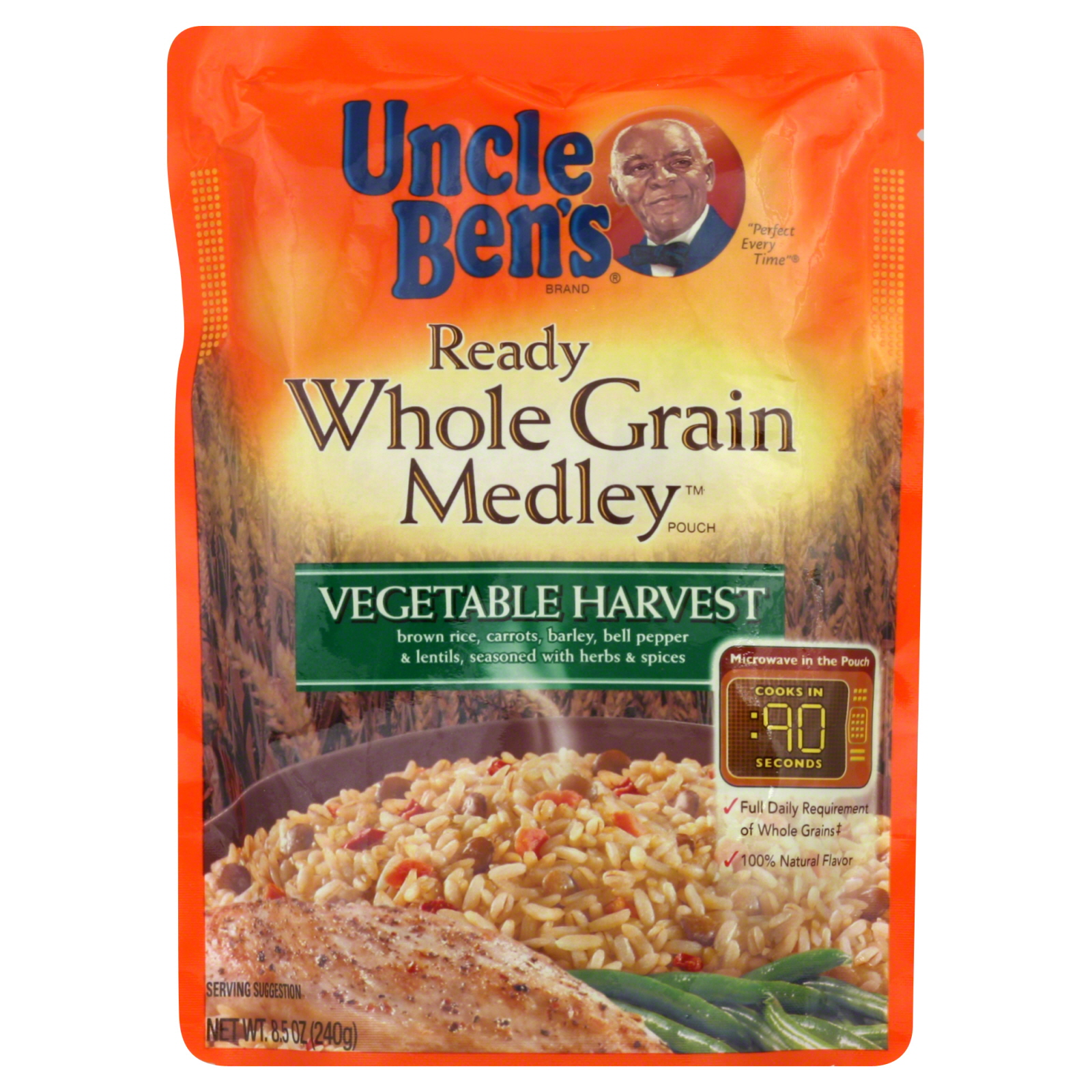 Uncle Ben's Ready Whole Grain Medley Pouch, Vegetable Harvest Rice, 8.5 oz (240 g)