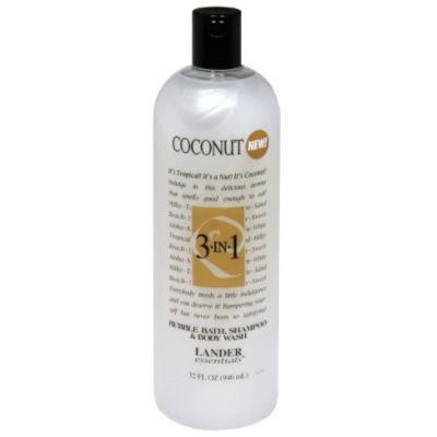 Lander Essentials Bubble Bath, Shampoo & Body Wash, Coconut, 32 fl oz (946 ml)
