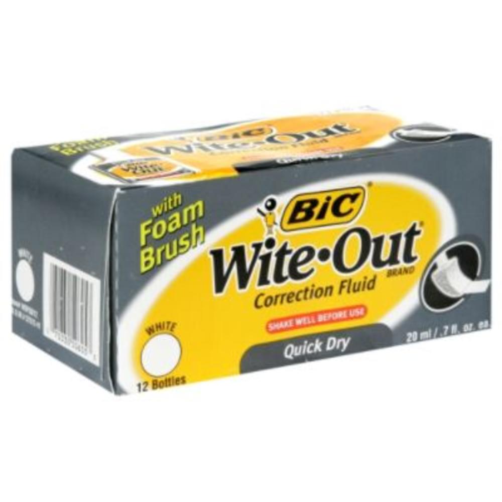 Wite-Out BICWOFQD12WE BIC  Quick Dry Correction Fluid, 20 ml Bottle, White, 1/Dozen