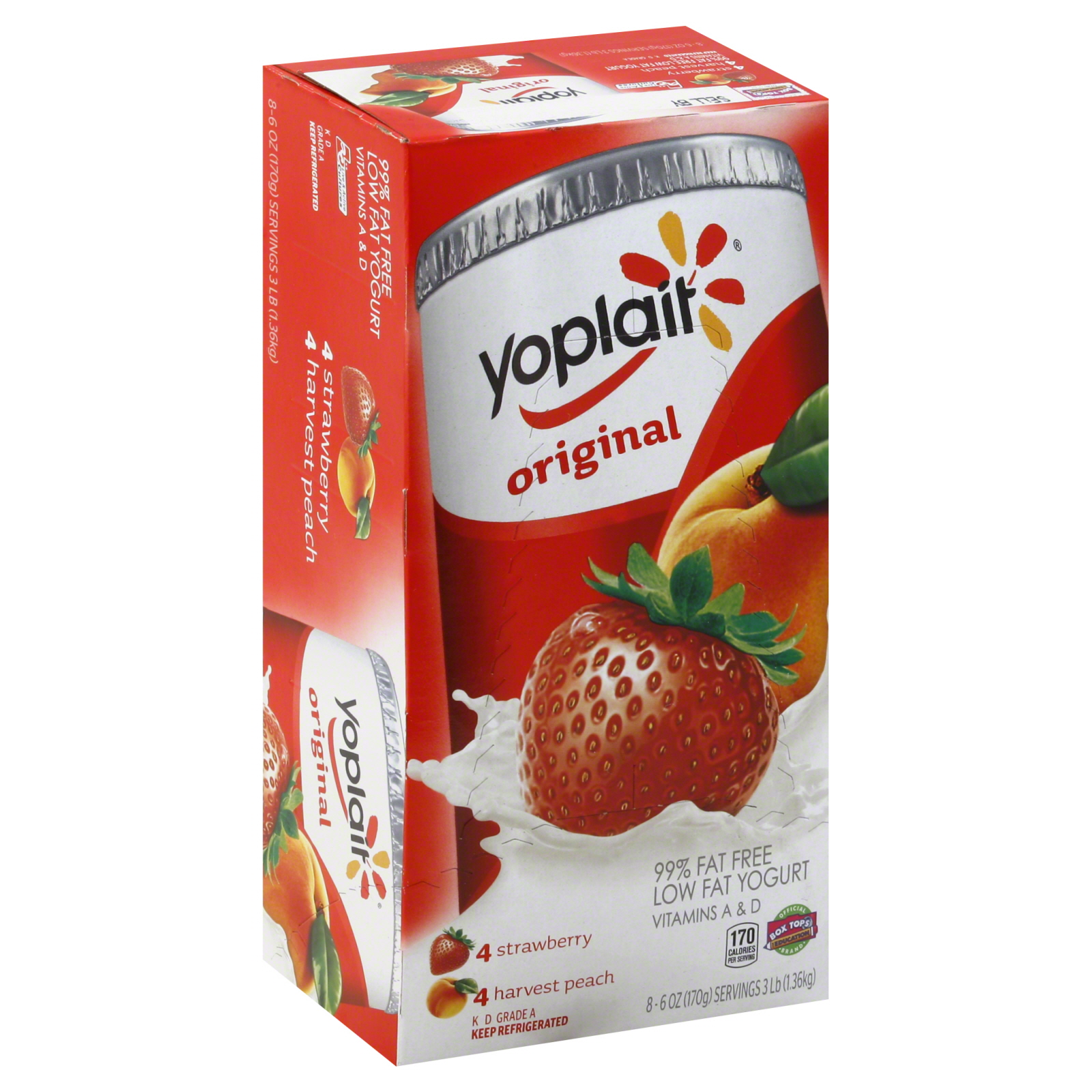 Yoplait Original Lowfat Yogurt, Strawberry, Harvest Peach, 8 - 6 oz (170 g) servings [3 lb (1.36 kg)]