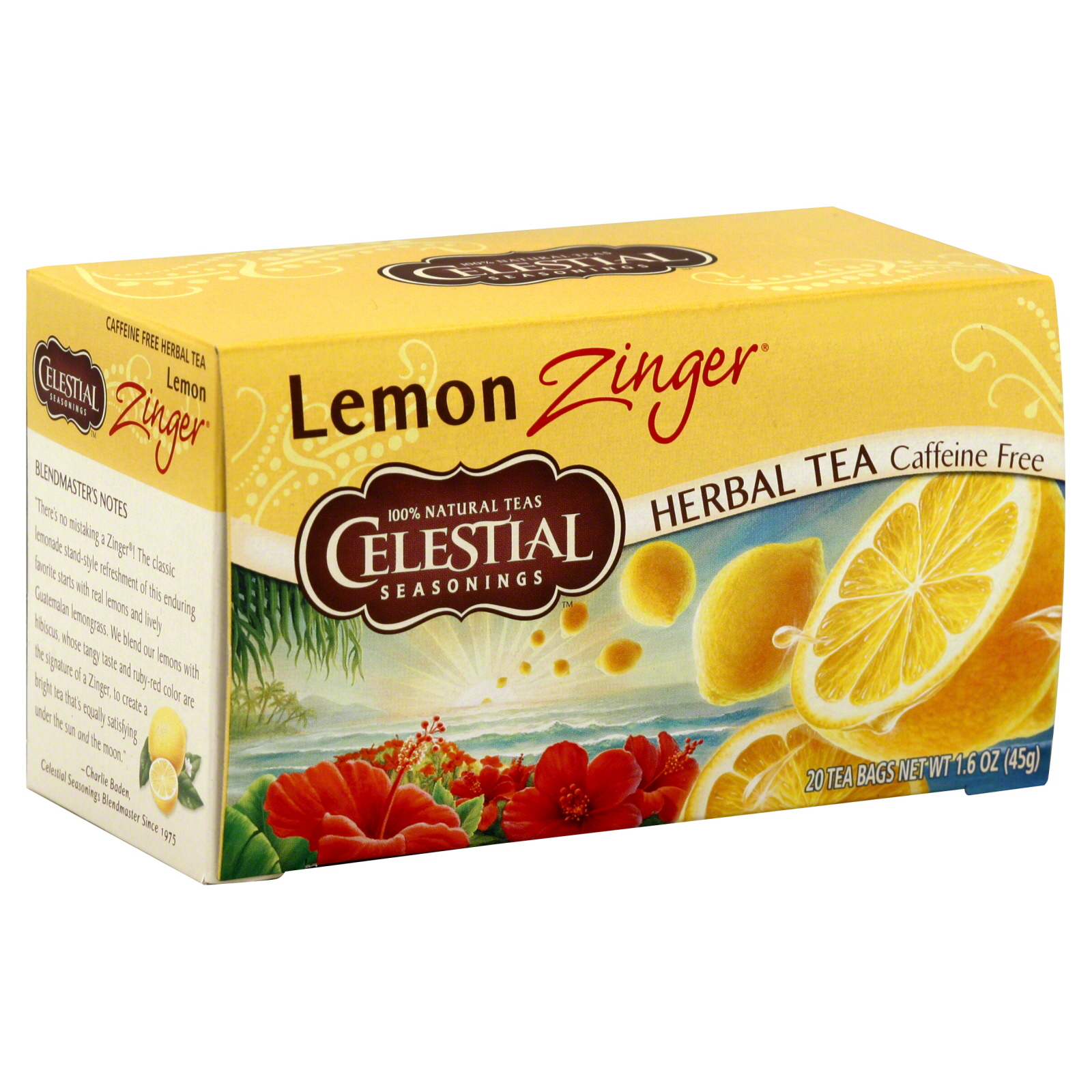 Celestial Seasonings Herbal Tea, Caffeine Free, Lemon Zinger, 20 tea bags [1.6 oz (45 g)]