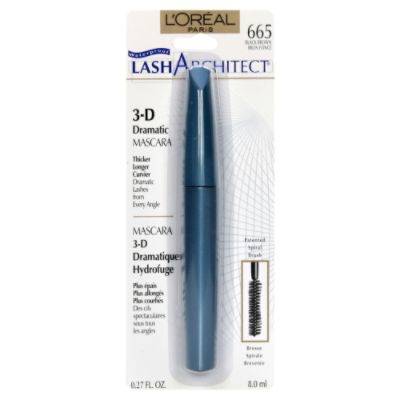 L'Oreal Lash Architect 3-D Dramatic Mascara with Spiral Brush, Waterproof, Black Brown 665, 0.27 fl oz (8.0 ml)