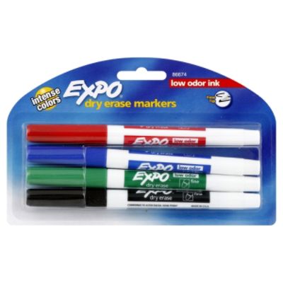 EXPO Dry Erase Markers, Fine, Assorted 4 markers