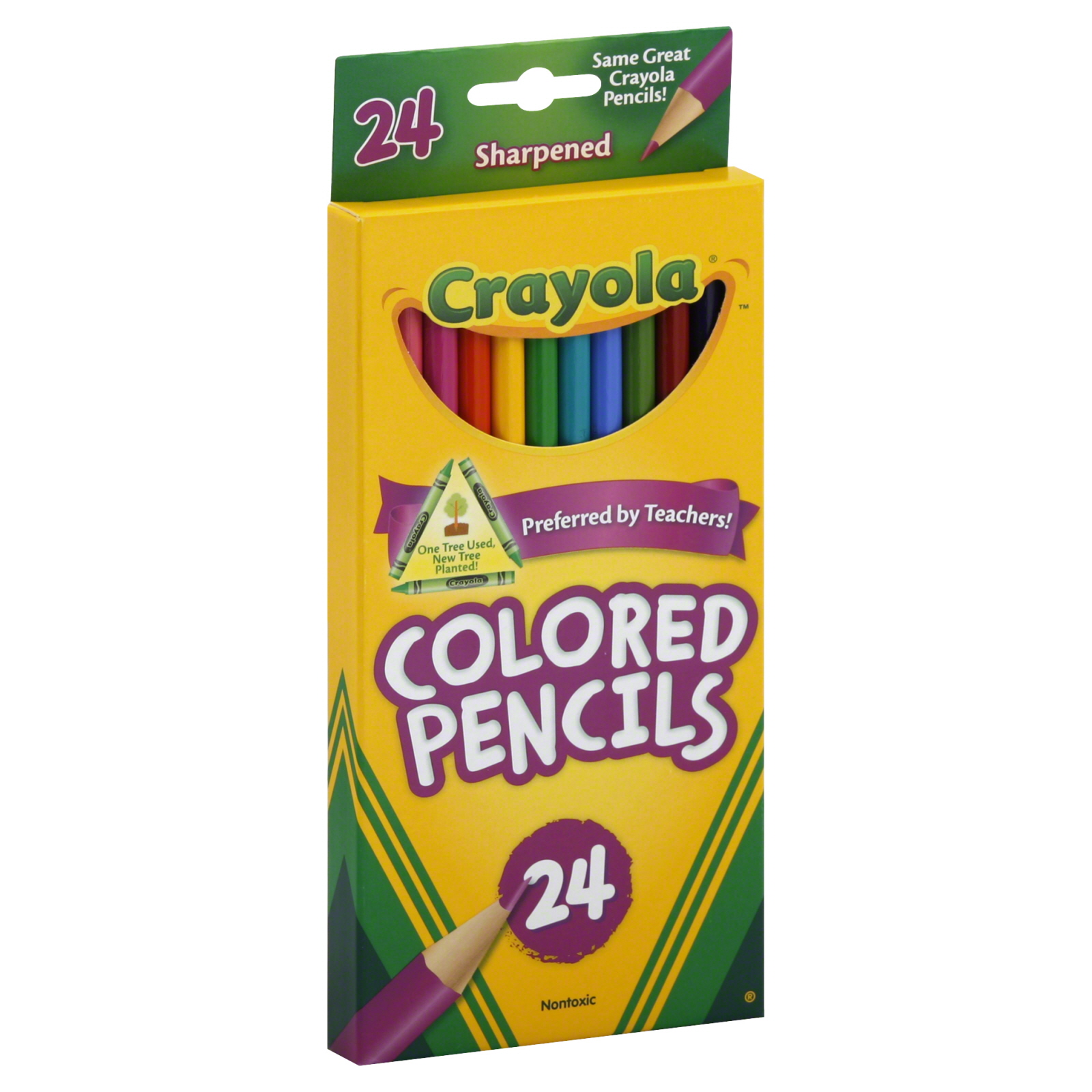 Crayola Long Barrel Colored Woodcase Pencils, 3.3 mm, 24 Assorted Colors/Set