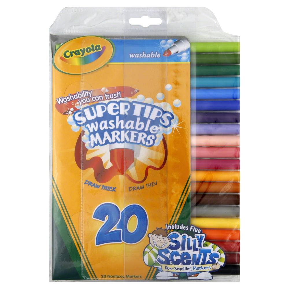 Crayola Washable Markers, Super Tips, 20 markers