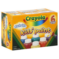 Crayola Kids' Paint, Washable, Assorted Colors, 6 - 2 fl oz (59 ml) bottles