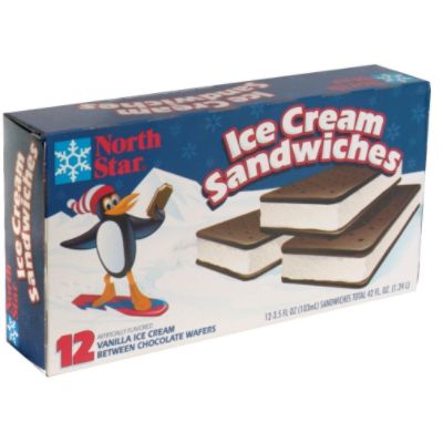 North Star Ice Cream Sandwiches, Vanilla, 12 - 3.5 fl oz sandwiches [42 fl oz (1.24 l)]