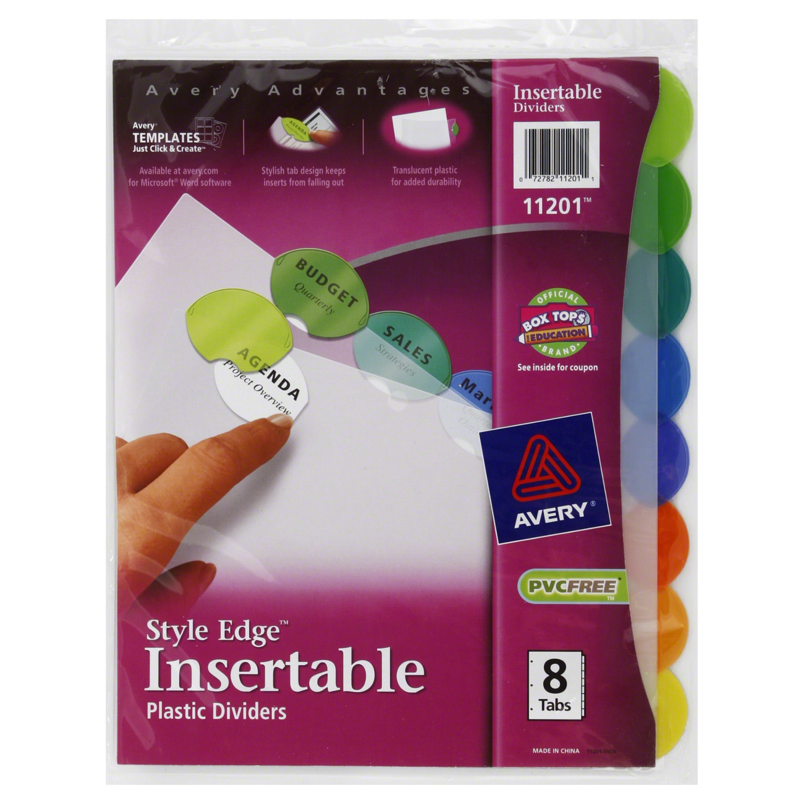 Avery AVE11201 Insertable Style Edge Tab Plastic Dividers, 8Tab, Letter