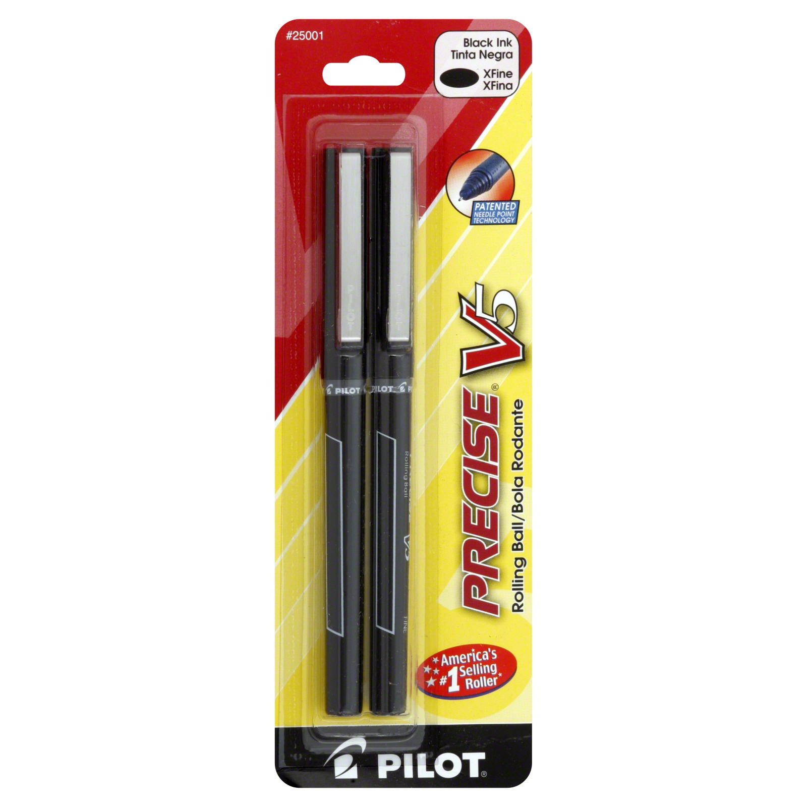 Pilot Automotive Precise V5 Pens, Rolling Ball, Extra Fine, Black Ink, 2 pens