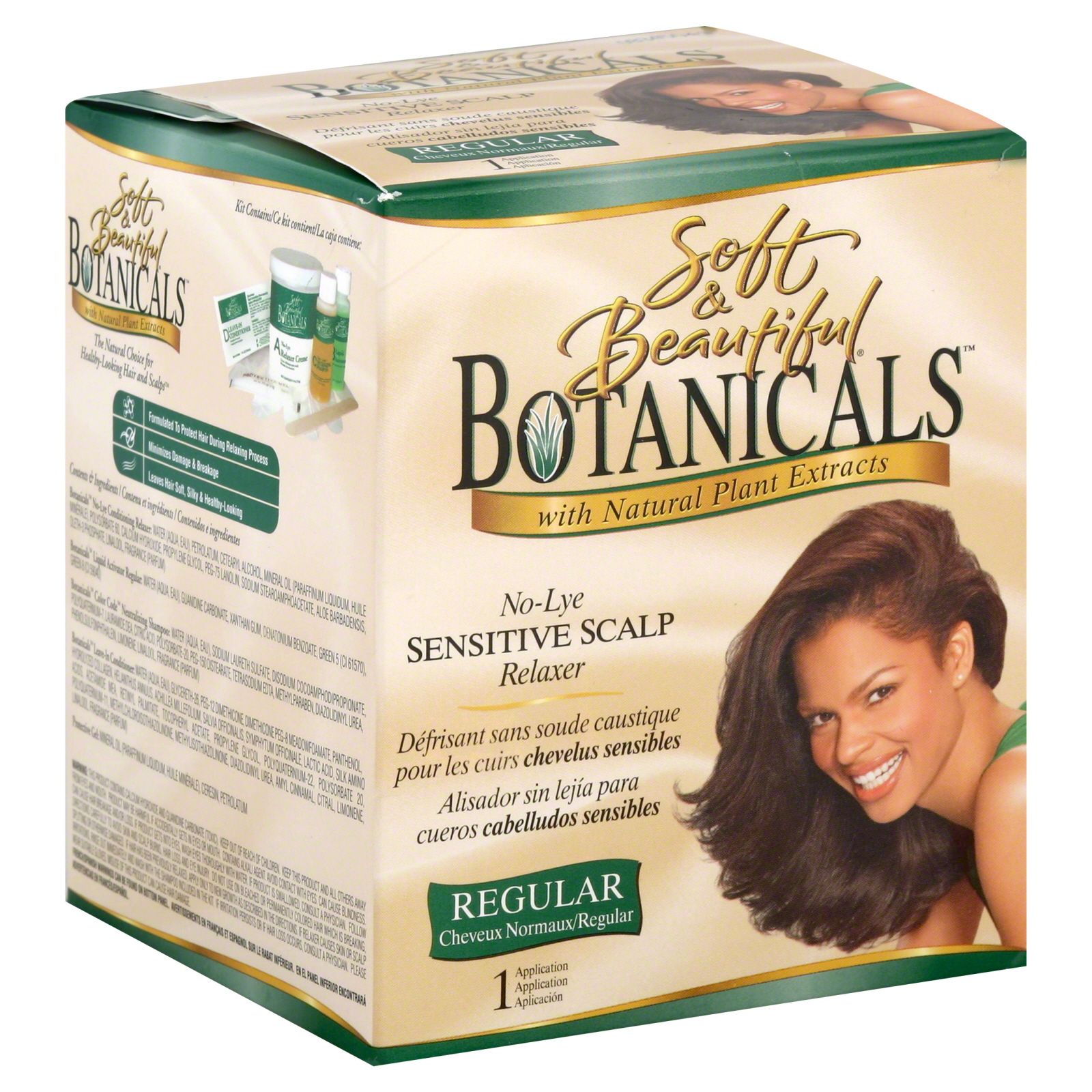 Soft & Beautiful Botanicals Relaxer, No-Lye Sensitive Scalp, Regular, 1 application