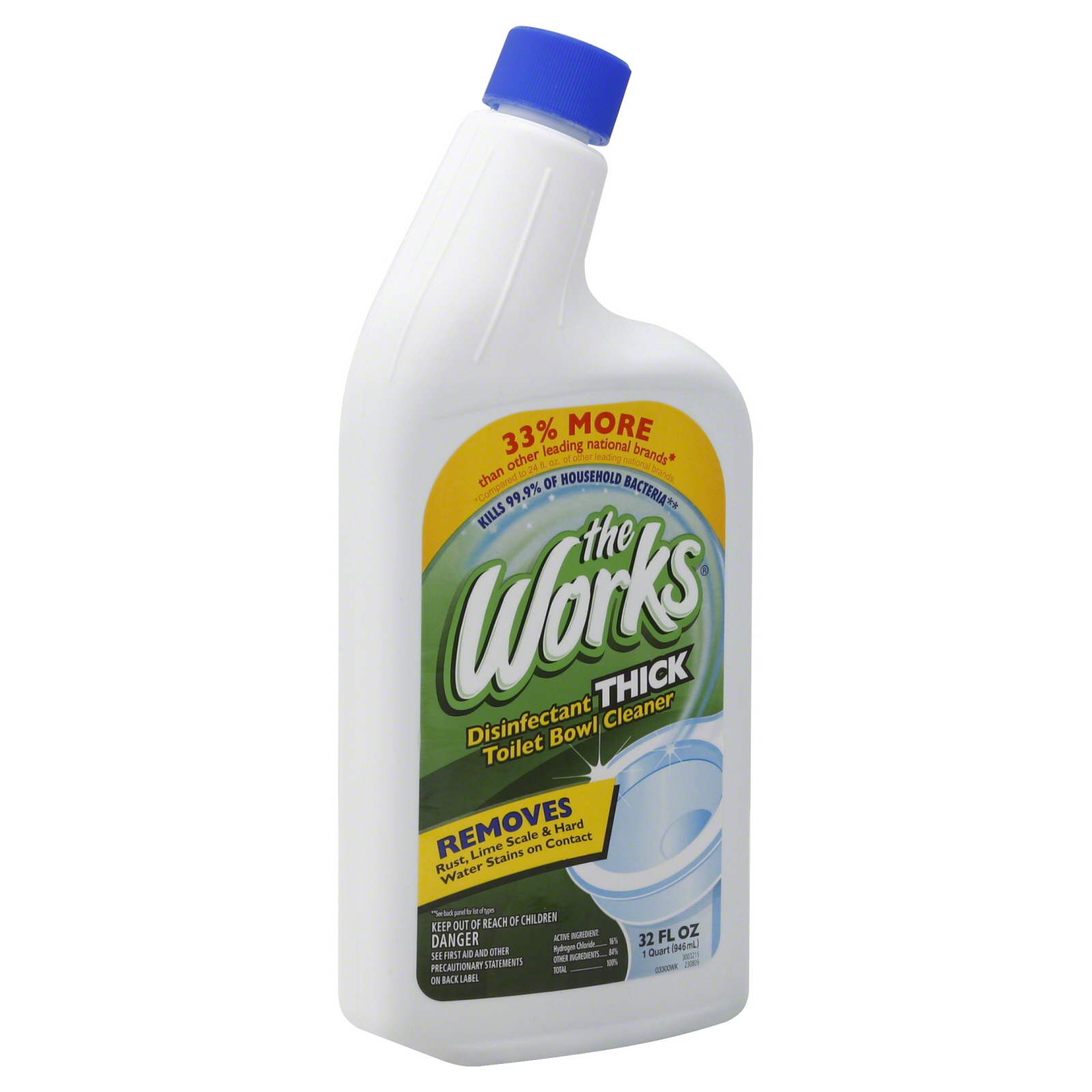 The Works Toilet Bowl Cleaner, Disinfectant, Thick Formula, 32 fl oz (1 qt) 946 ml