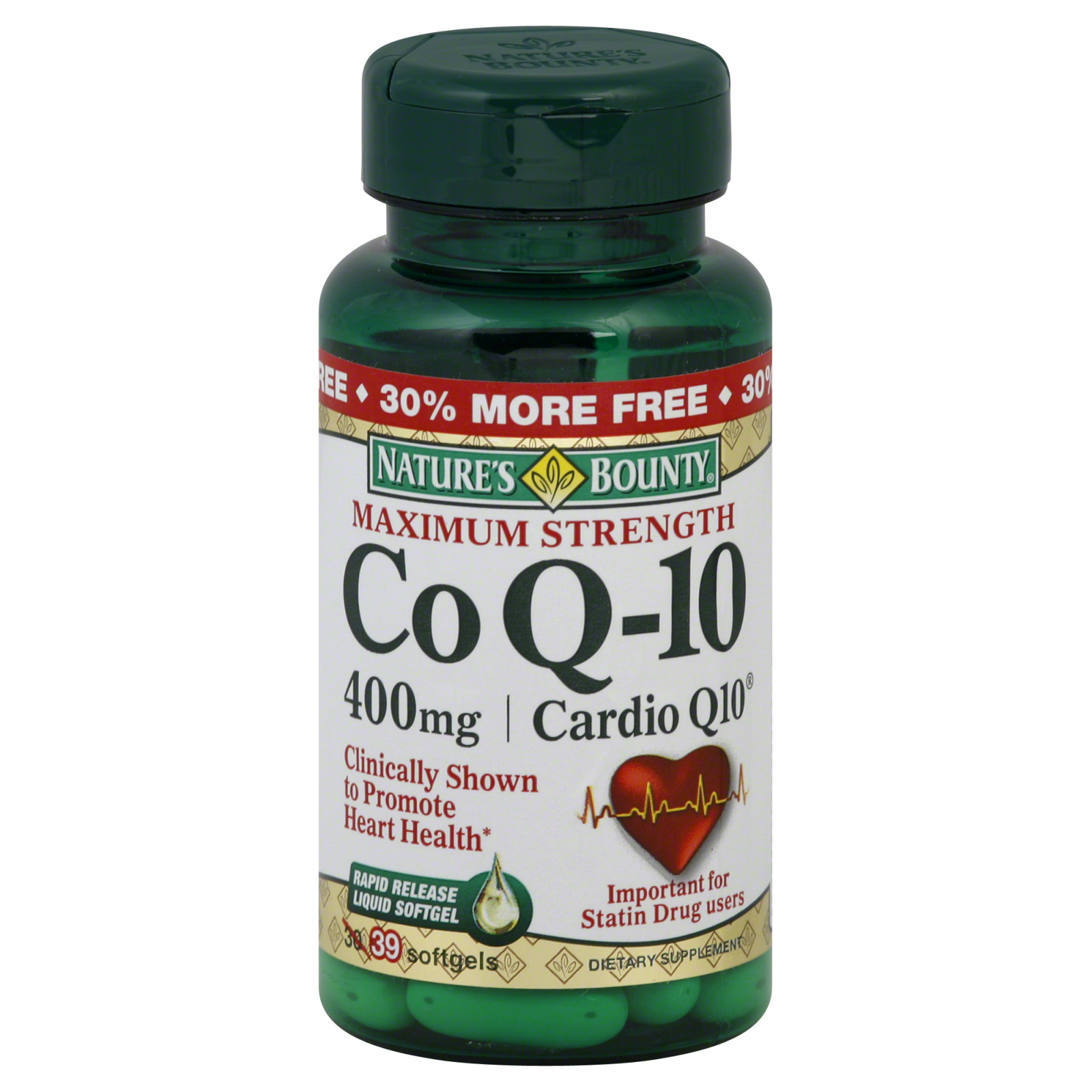 Cardio Q10 Co Q-10, Maximum Strength, 400 mg, Rapid Release Liquid Softgel, 39 softgels