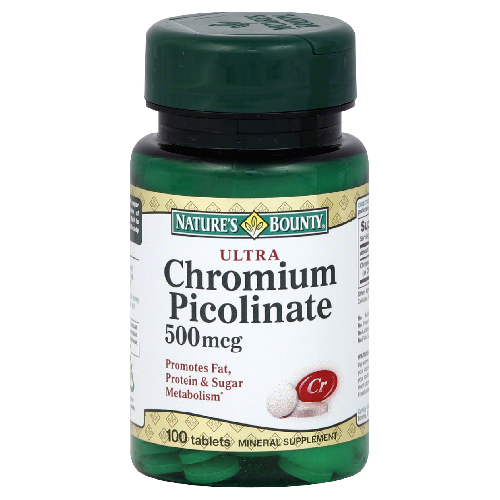 Nature's Bounty Chromium Picolinate, Ultra, 500 mcg, Tablets, 100 tablets