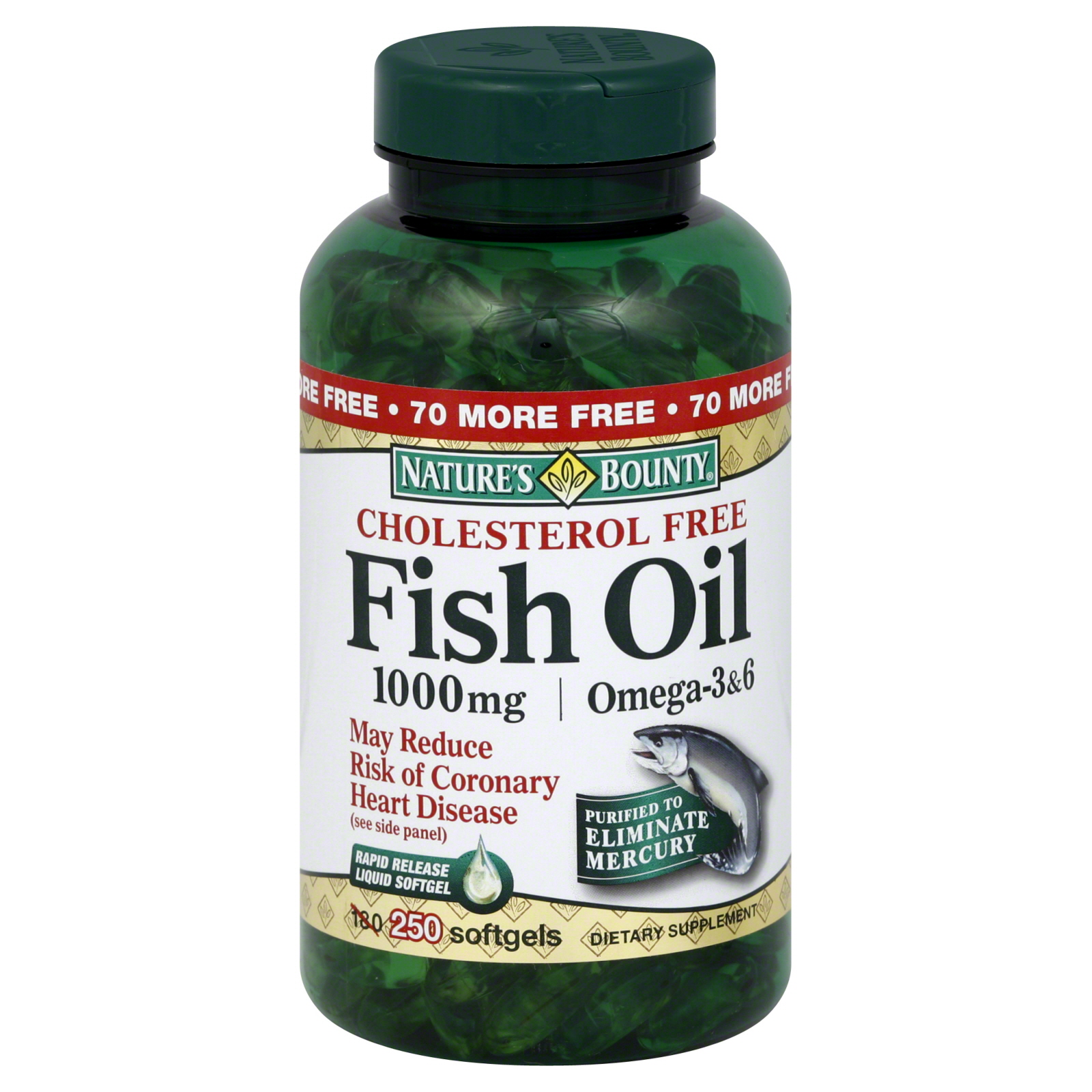 Nature's Bounty Omega-3 Fish Oil 1000mg Softgels 180 Count