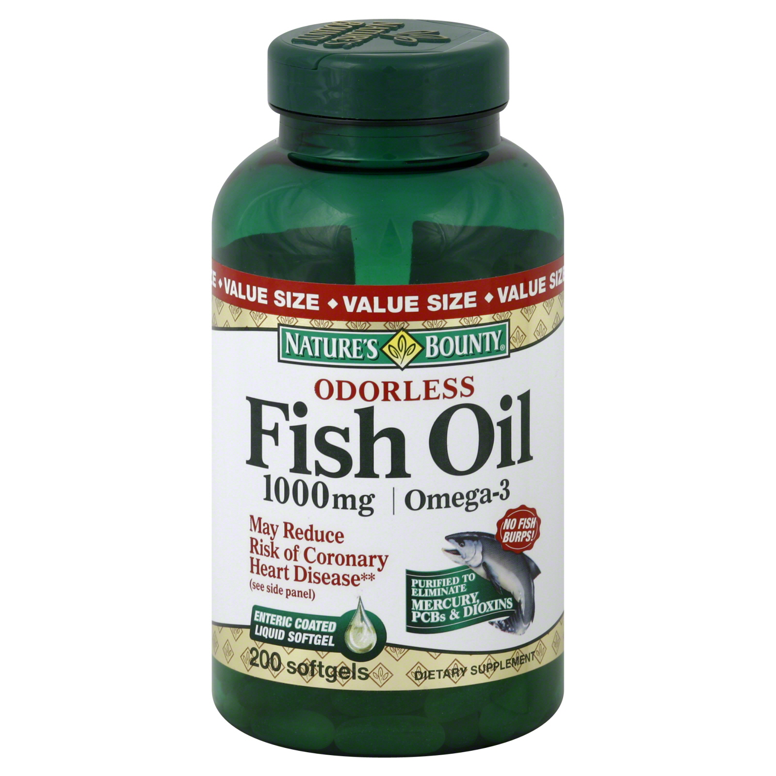 Odorless Fish Oil Omega 3  Softgels 1000 mg