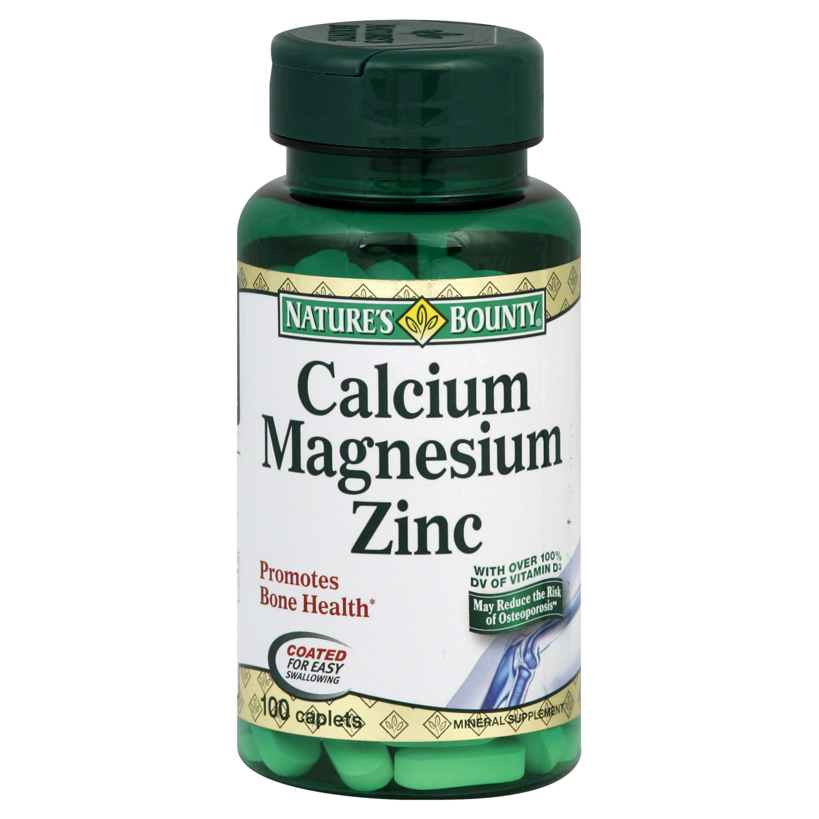Nature's Bounty Calcium Magnesium Zinc, Caplets, 100 caplets