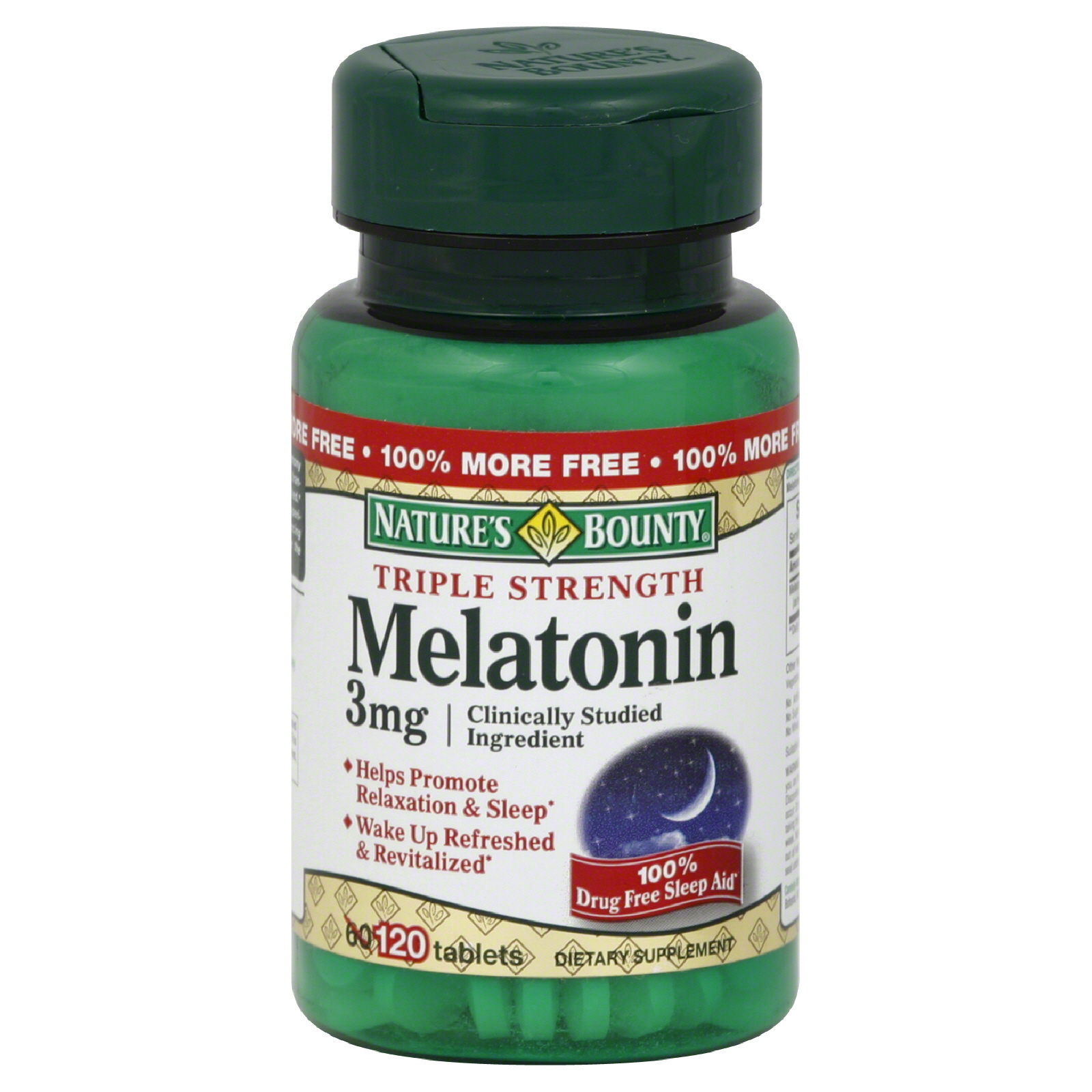 Melatonin, Triple Strength, 3 mg, Tablets, 120 tablets