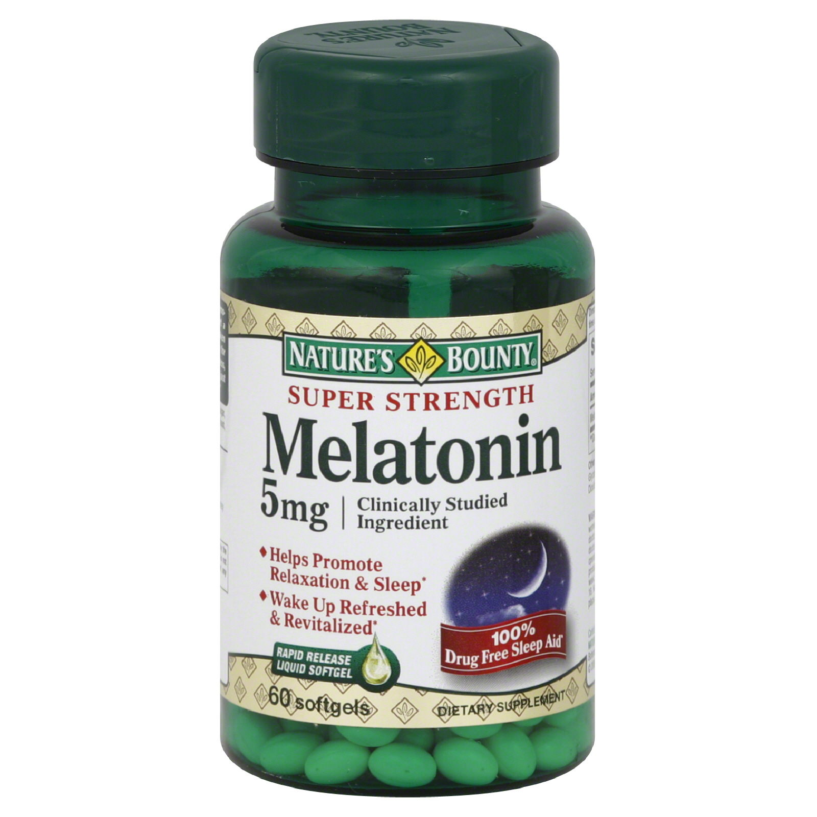 Melatonin, Super Strength, 5 mg, Softgels, 60 softgels