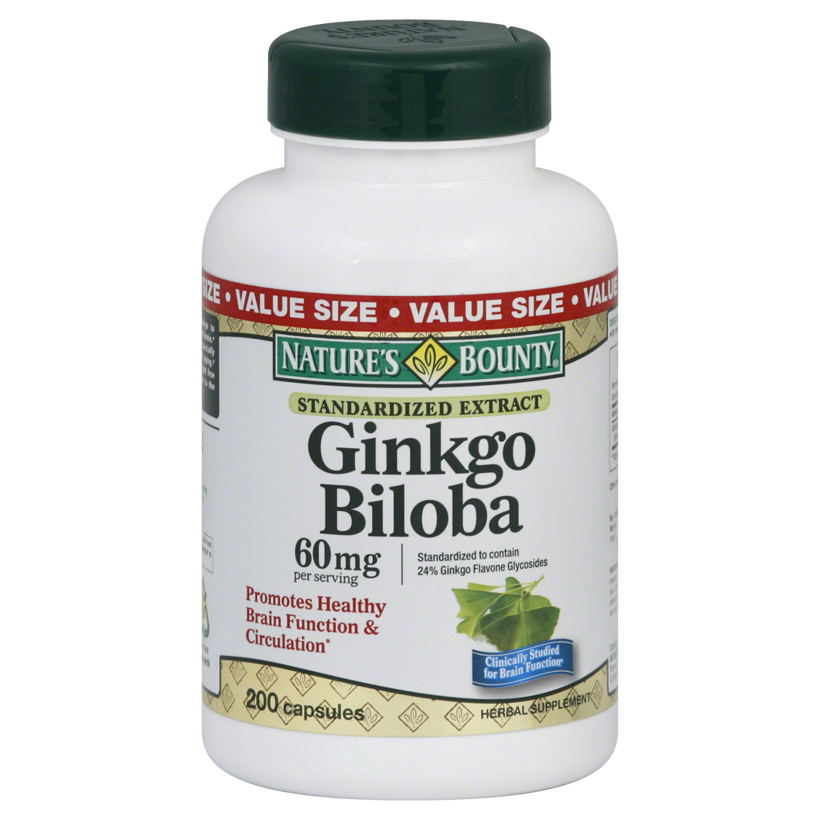 Ginkgo Biloba, 60 mg, Capsules, Value Size, 200 capsules