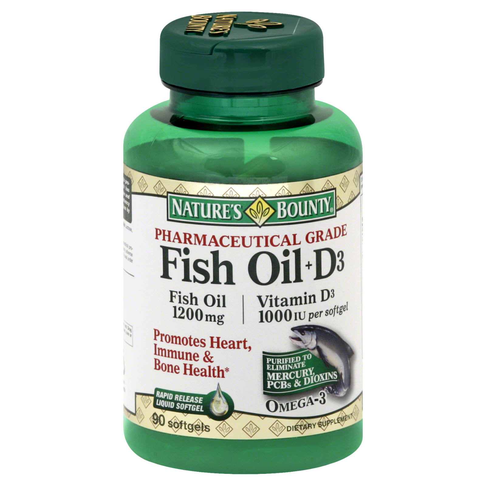 Nature's Bounty Fish Oil + D3, Softgels, 90 softgels