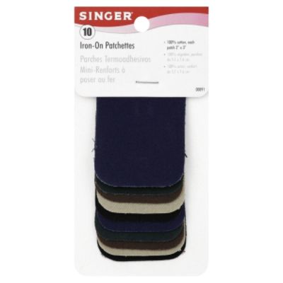 Singer Iron-On Patchettes, 2 x 3 in, 10 patchettes
