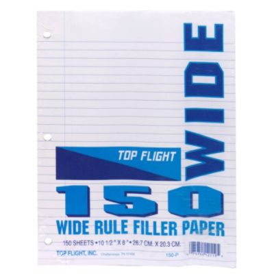 12119 Top Flight Filler Paper, Wide Rule, 150 sheets
