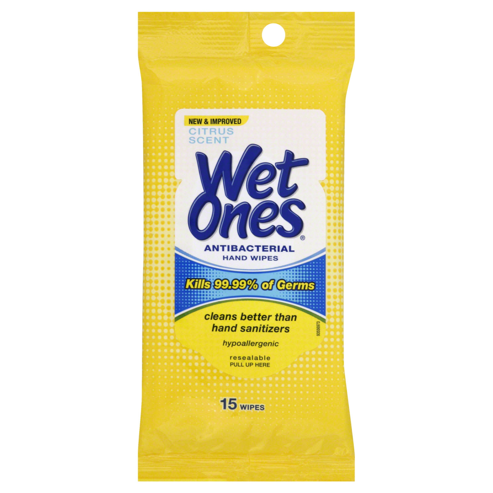 Wet Ones Wipes, Hands & Face, Antibacterial, Citrus Scent, Travel Pack - 15 wipes