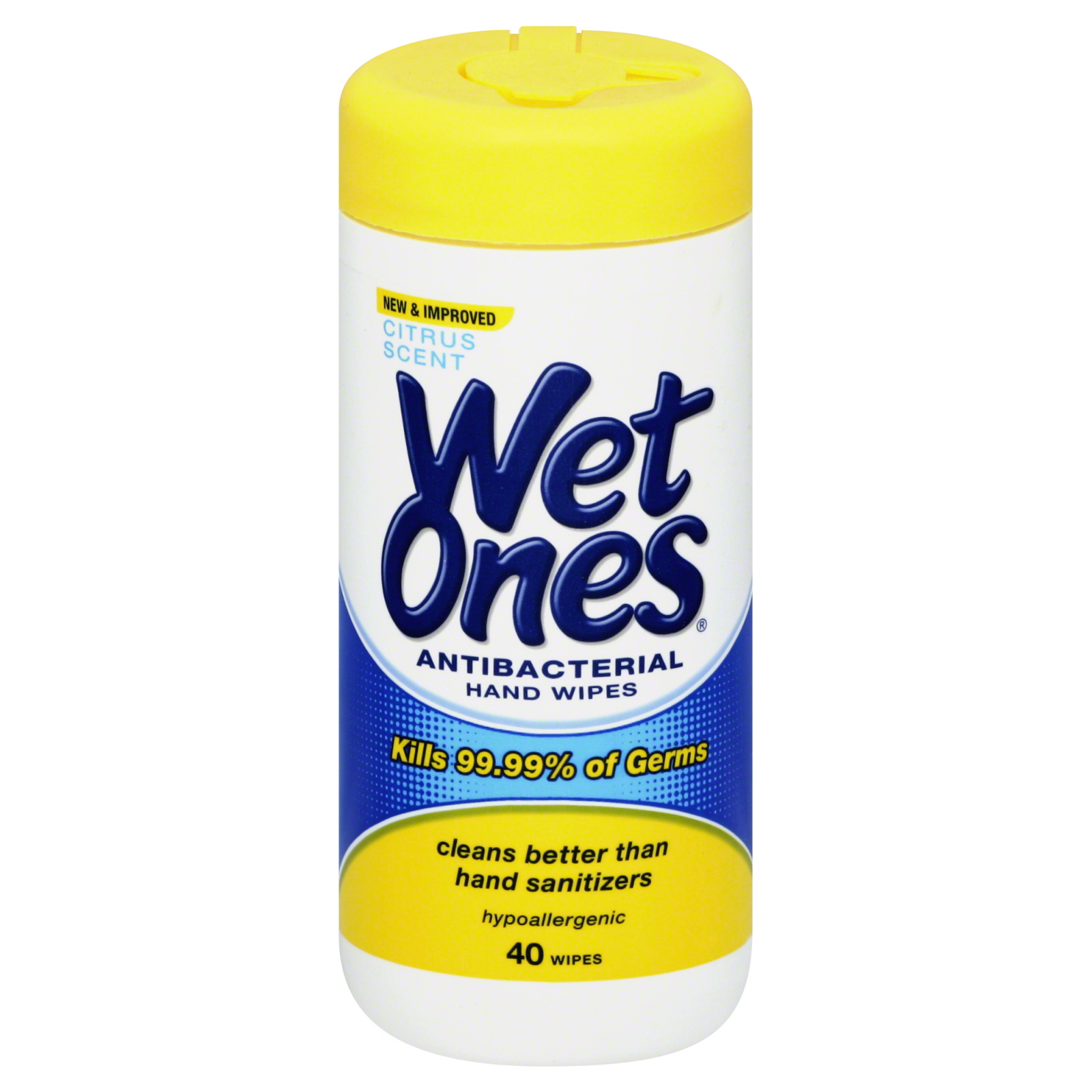 Wet Ones Wipes, Hands & Face, Antibacterial, Citrus Scent, 40 wipes