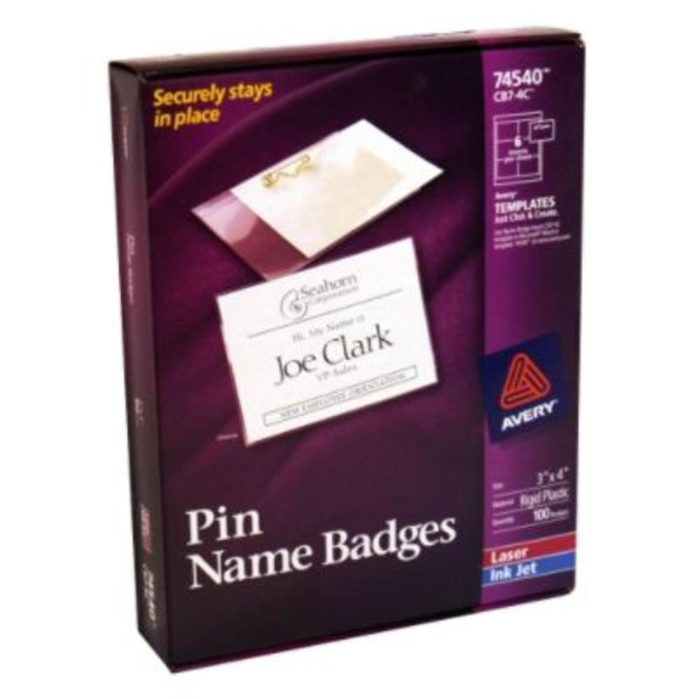 Avery AVE74540 Badge Holder Kit w/Laser/Inkjet Insert, Top ...