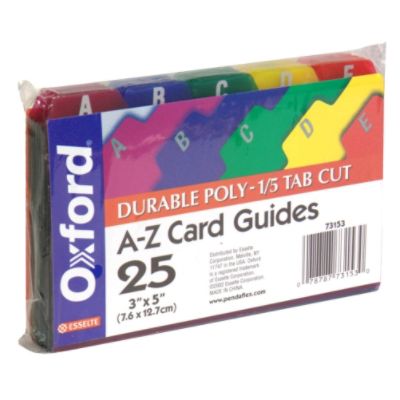 Oxford OXF73153 Card Guides, A-Z, 3 x 5-Inch, 1/5 Tab Cut, 25 each
