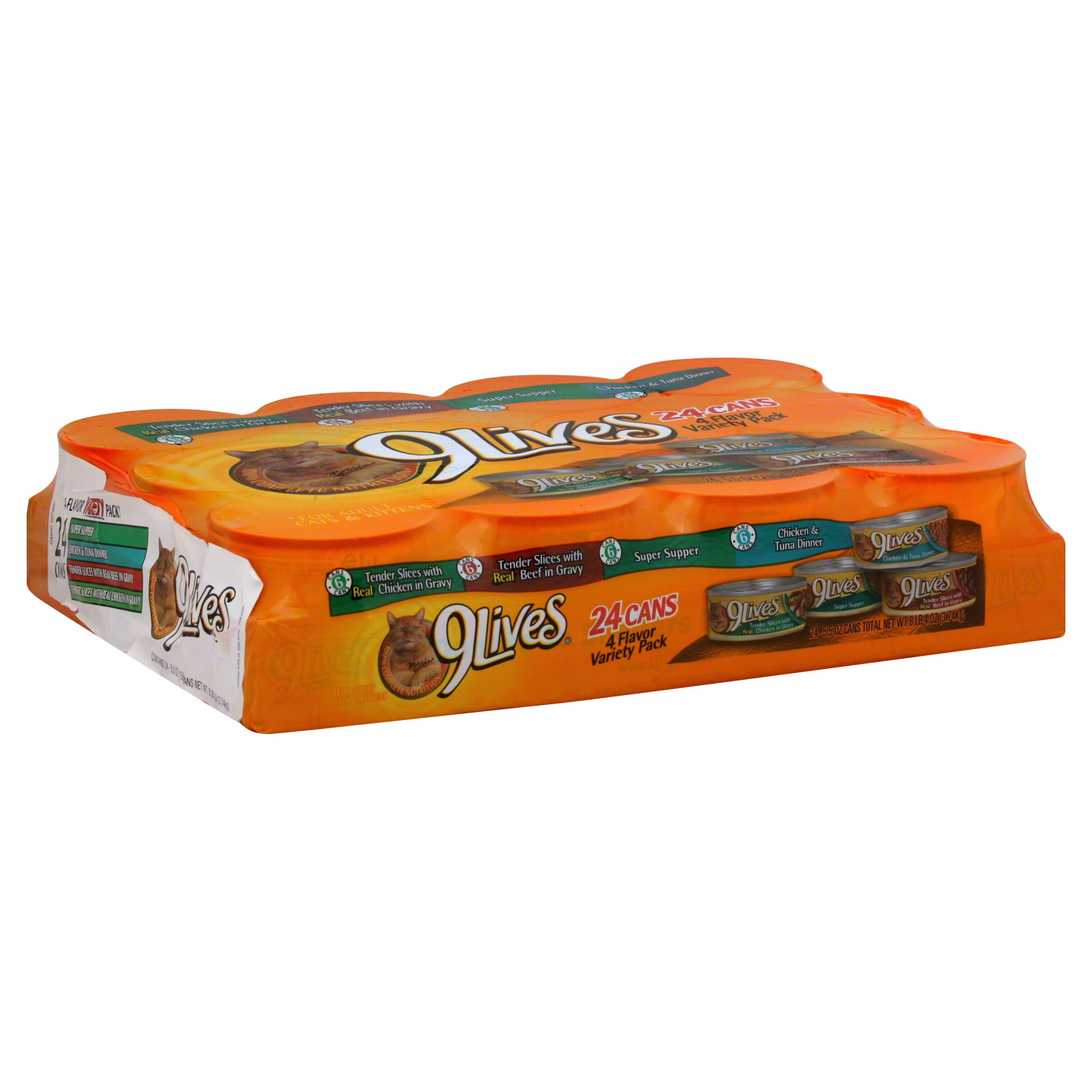 9Lives Cat Food, 4 Flavor Variety Pack, 24 - 5.5 oz cans [8 lb 4 oz (3.74 kg)]