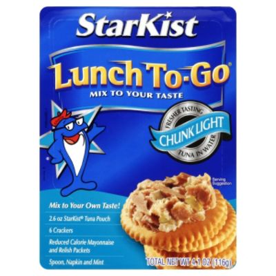 Starkist Lunch to Go Tuna, Chunk Light, in Water, 4.1 oz (116 g)